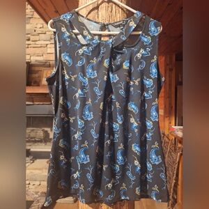 Elegant Black and Blue Paisley Women's Top By 41 Hawthorn XL